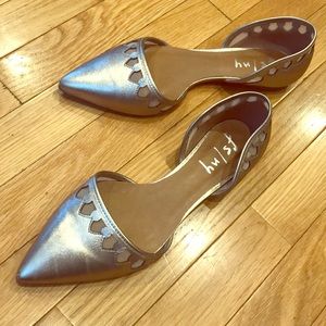 French Sole Pale Gold Metallic D’Orsay Flats